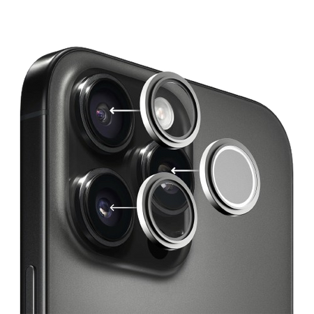 Glass for Apple iPhone 15 Pro/ 15 Pro Max camera lens silver by Hammer Glass